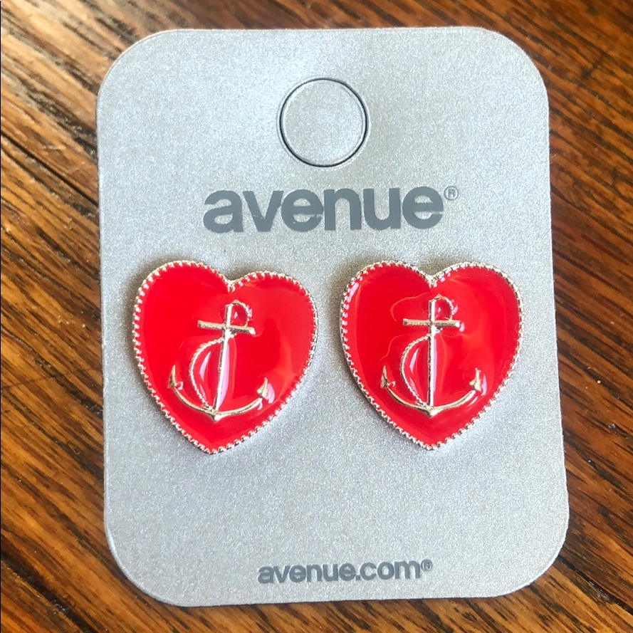 Avenue Silver Tone Red Hearts Earrings